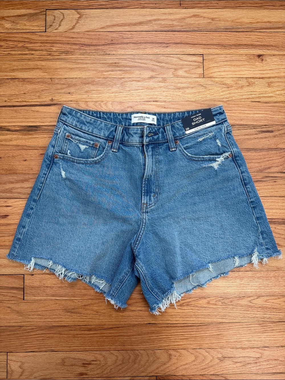 Abercrombie & Fitch Curve Love High Rise Dad Short Denim Shorts Waist 29